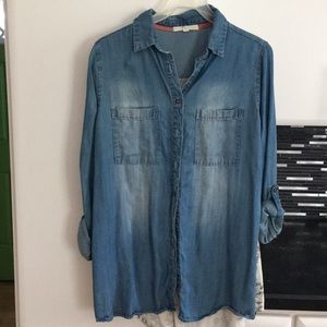 Jean/fabric button down shirt